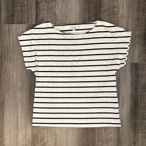 Chico’s Stripe Modern Cap Sleeve Tee - 1 (Medium)